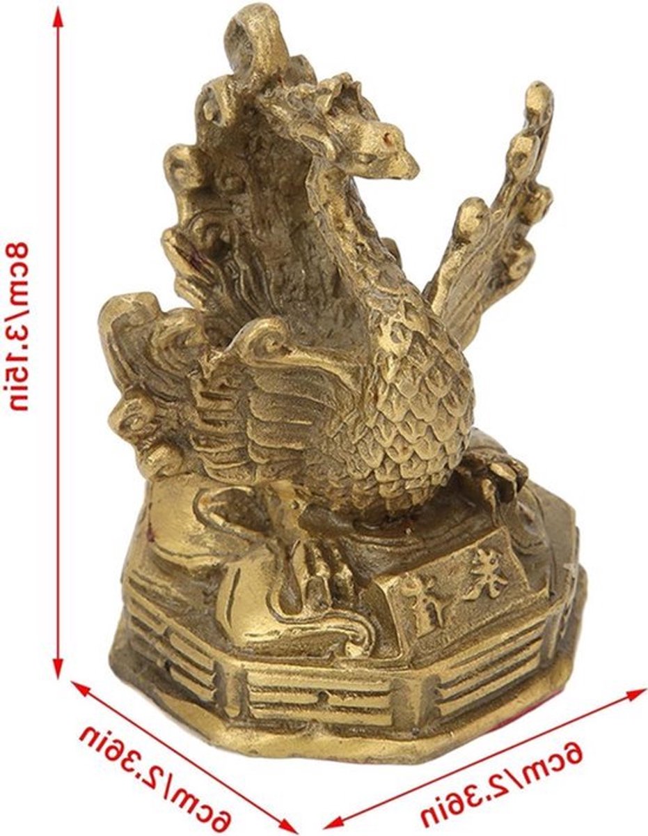Brass Phoenix Beeldje - Feng Shui Standbeeld voor Geluk en Rijkdom - Chinese Collectibles - Andere Religieuze Items