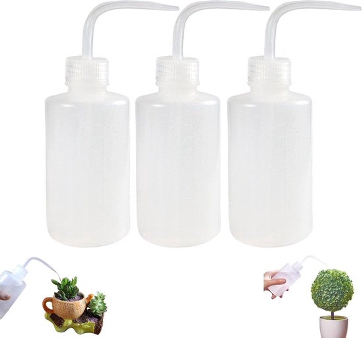 Wasfles 250 ml Smalle Mond Knijpfles - Wit Plastic Gieter - Veiligheid Wasfles voor Home L