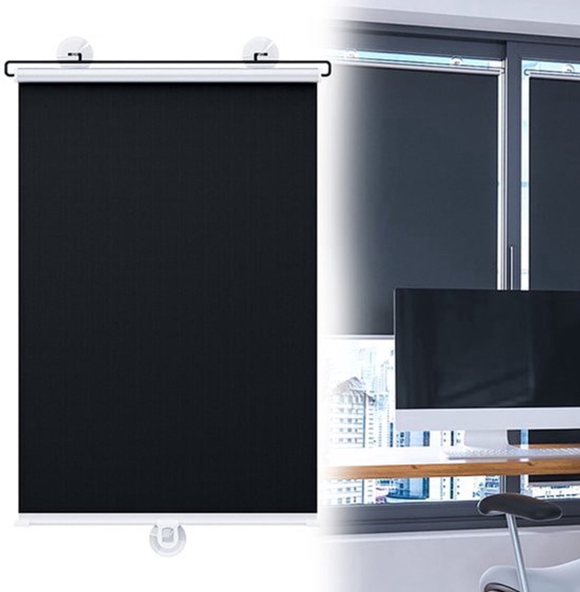 2-pack rolgordijnen verduisterend – Met zuignappen – Telescopisch – Draagbaar zonnescherm – Voor thuis, op reis en auto zijruit – 45 x 125 cm – Geen boren nodig
