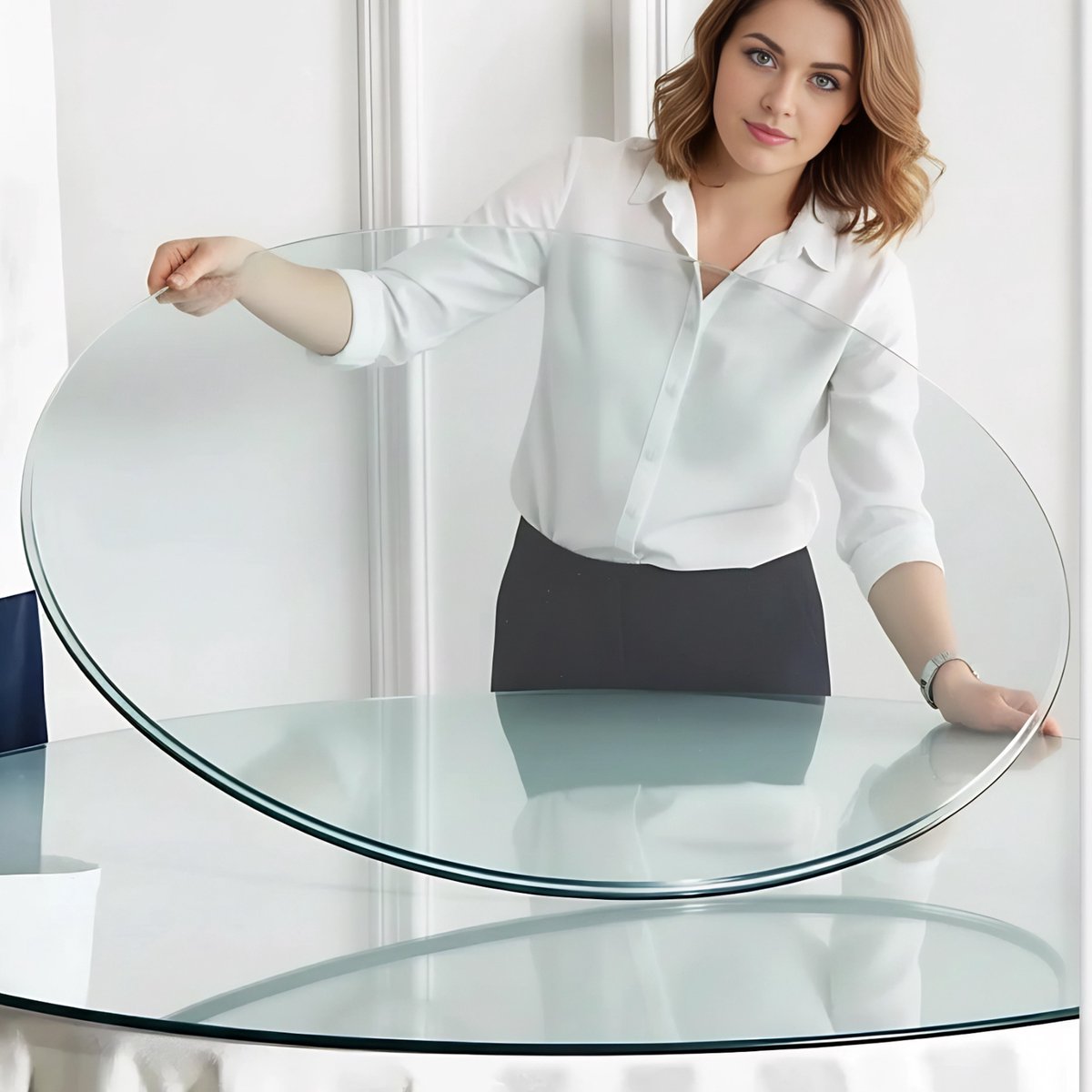 Tafelblad Gehard Glas - Rond 61 Cm - 0,6 Cm Dik - Transparant - Ruimtebesparend Los Blad Voor Woonkamer, Keuken Of Eethoek