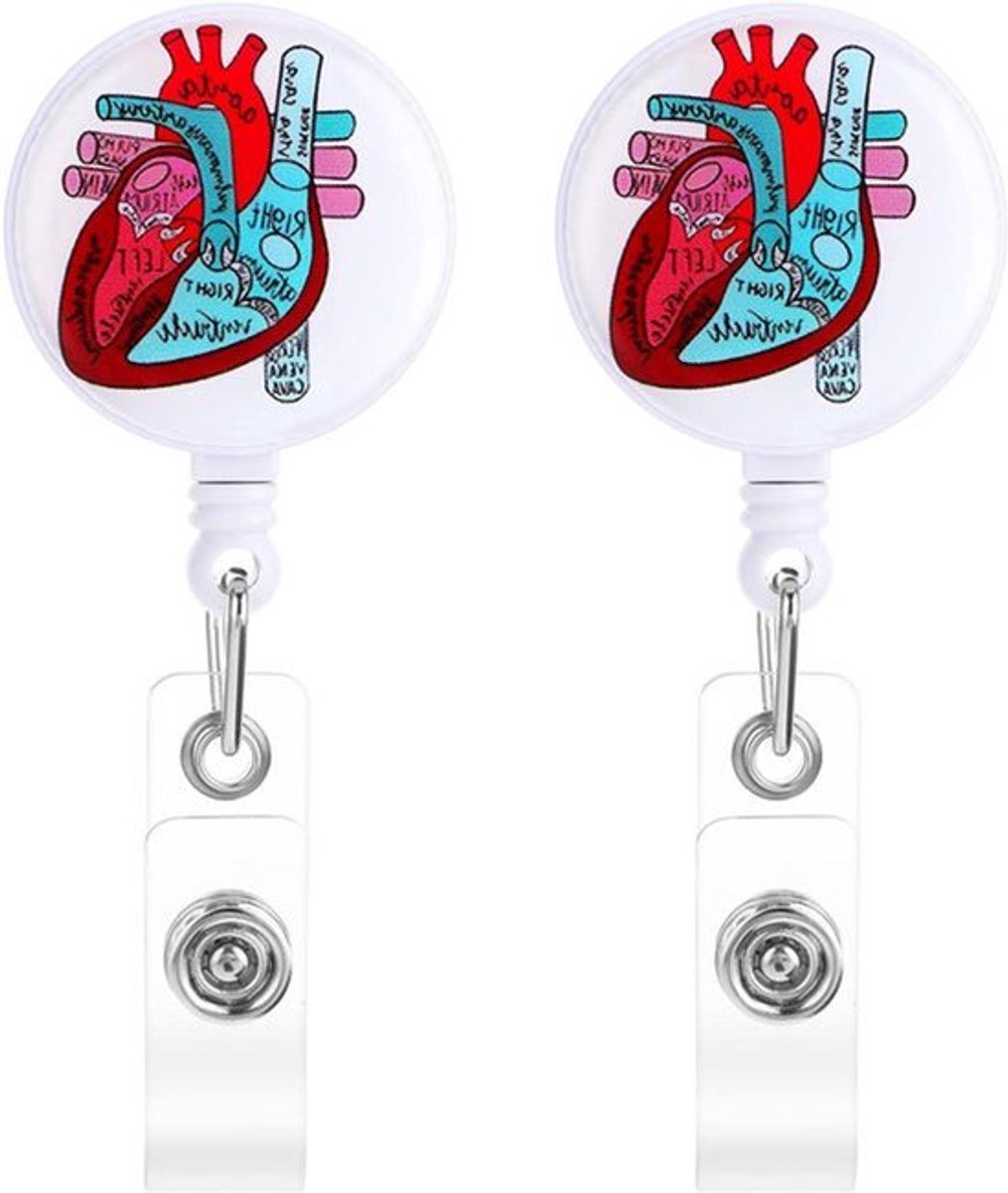 2 Stks Cardiale Verpleegkundige Badge Reel - Anatomie Grappige Verpleegster Naam Tag Houder
