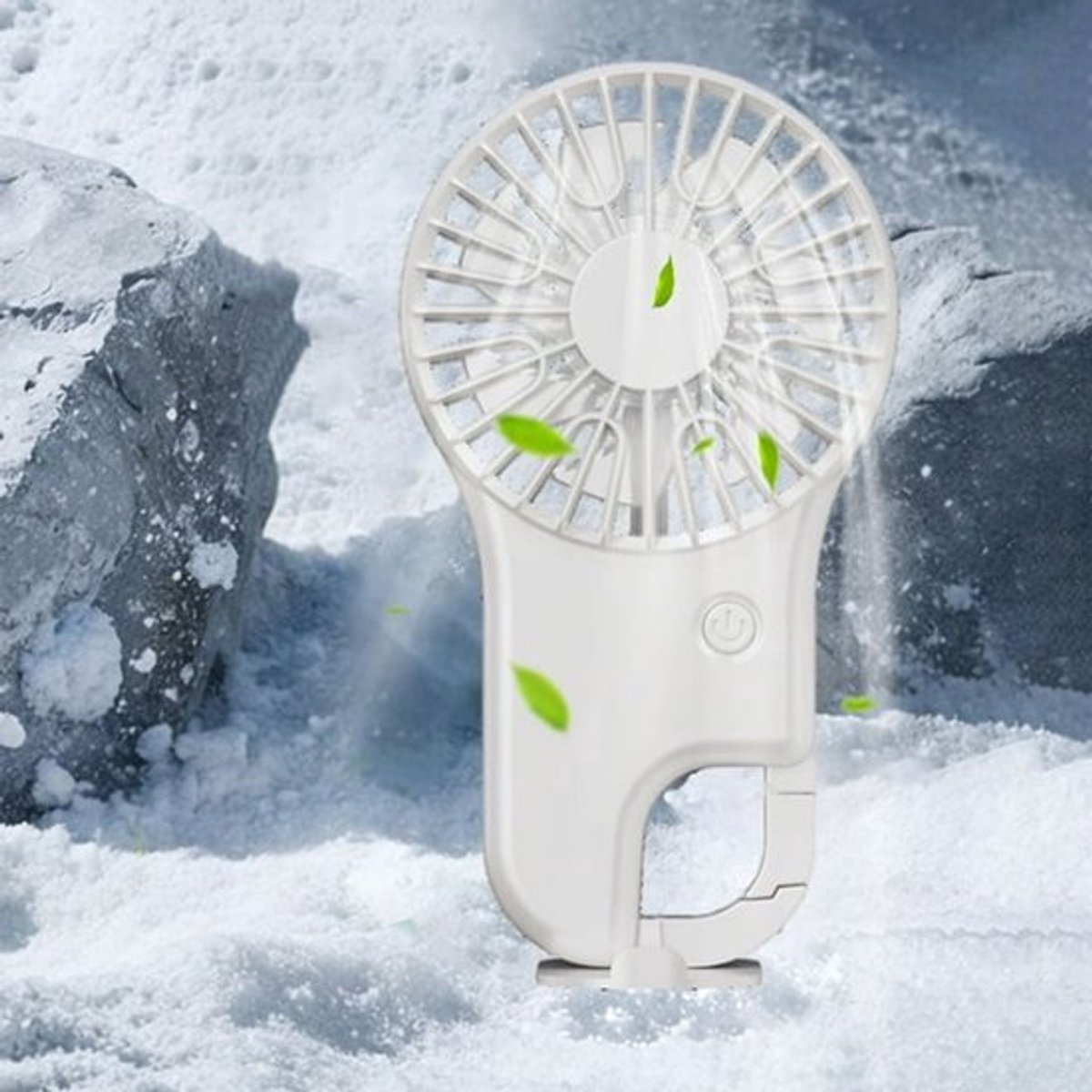 Mini Ventilator - Met Karabijnhaak - USB Oplaadbaar - 3 Snelheden - Stille Werking - 800mAh Batterij - Draagbaar en Lichtgewicht - Voor Outdoor en Reizen - Wit