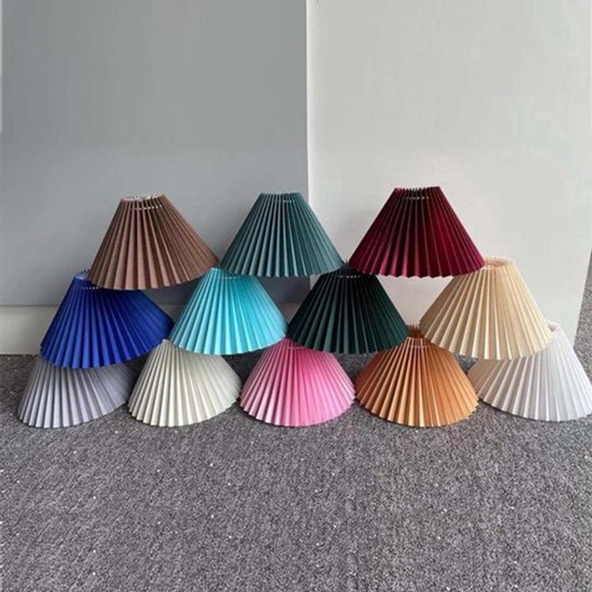 Geplooide Grote Lampenkap E27 Anti-Dazzling Tafellamp Schaduw Stof voor Slaapkamer Huishoudelijk Kantoor (Donkerblauw)