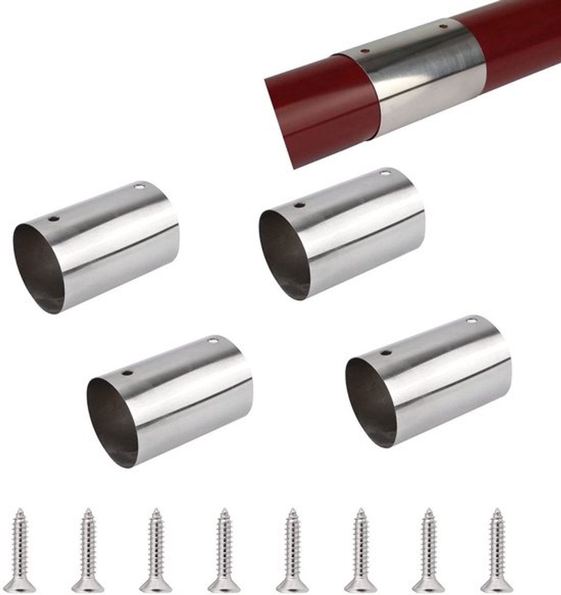 Leuningpijpconnectoren, 4PCS 201 RVS Ronde Leuningconnector Zware Leuningmontage Trapleuningconnector voor 45mm Leuning