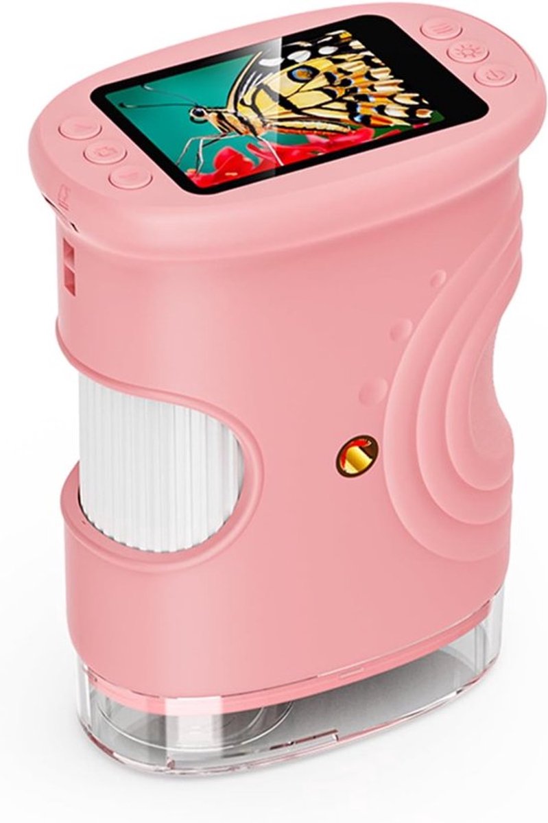 Microscoop - Kinder microscoop - Digitale kindermicroscoop - Draagbare zakmicroscoop - Vergroting 1000x - 2-inch 1080P HD-scherm - Leerzaam speelgoed voor het gezin - School - Cadeau voor kinderen van 4-12 jaar - Kerstcadeau -Roze