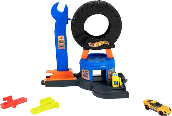 Hot Wheels City Centrum Bandenwerkplaats - Speelset en speelgoedauto - Geschikt voor het snel-klik-baansysteem van Hot Wheels — afbeelding 5