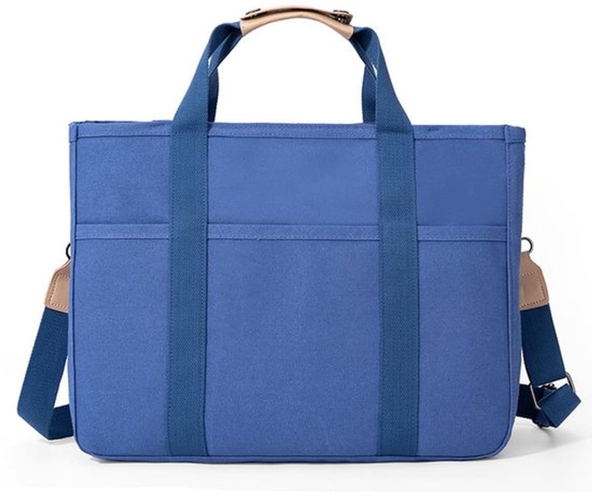 Damestas van canvas met meerdere vakken en ruime inhoud, geschikt als werktas, schoudertas, messengerbag, reistas, enz.