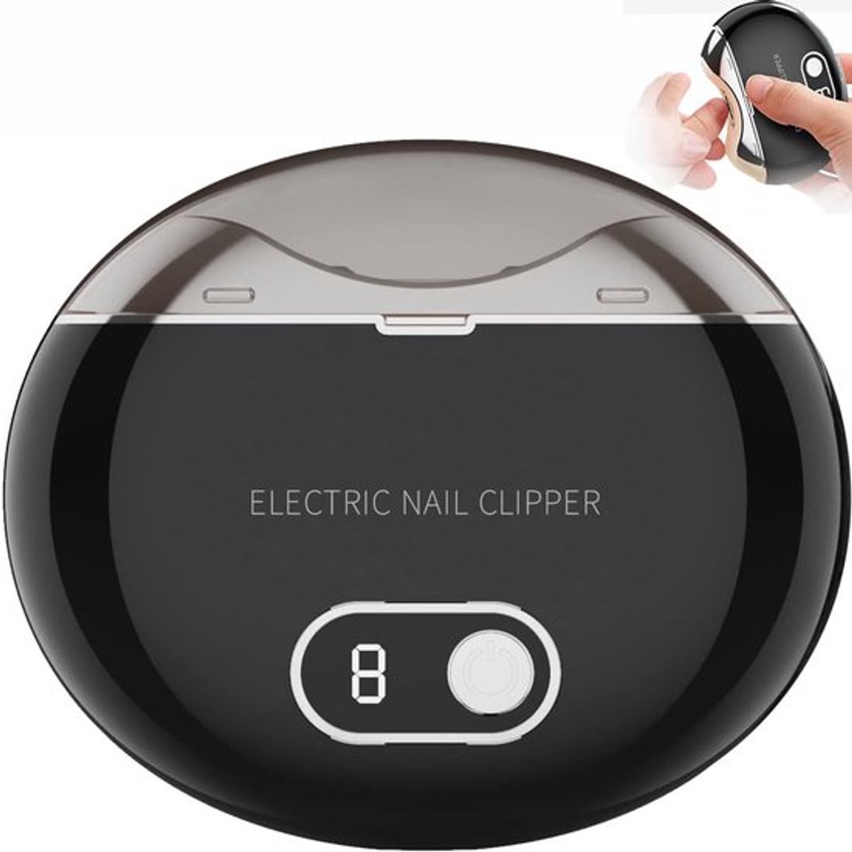 Elektrische nagelknipper - Oplaadbare nageltrimmer - Automatische nagelknipper - Nagelverzorging - Waterdicht - Nagelset - LED-lampje - Drie snelheidsstanden - Zwart