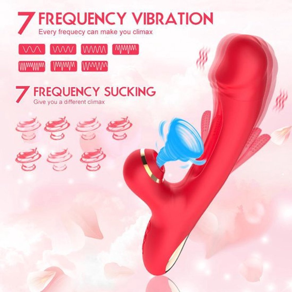 G-spot Rose Vibrator Stoot Dildo Seksspeeltje Clitoris Stimulator Seksspeeltje Dildo Vibrator met 7 Trillingen 7 Stootstanden met Likken, Konijnenvibrator Seksspeeltjes voor Volwassenen voor Vrouwen en Koppels