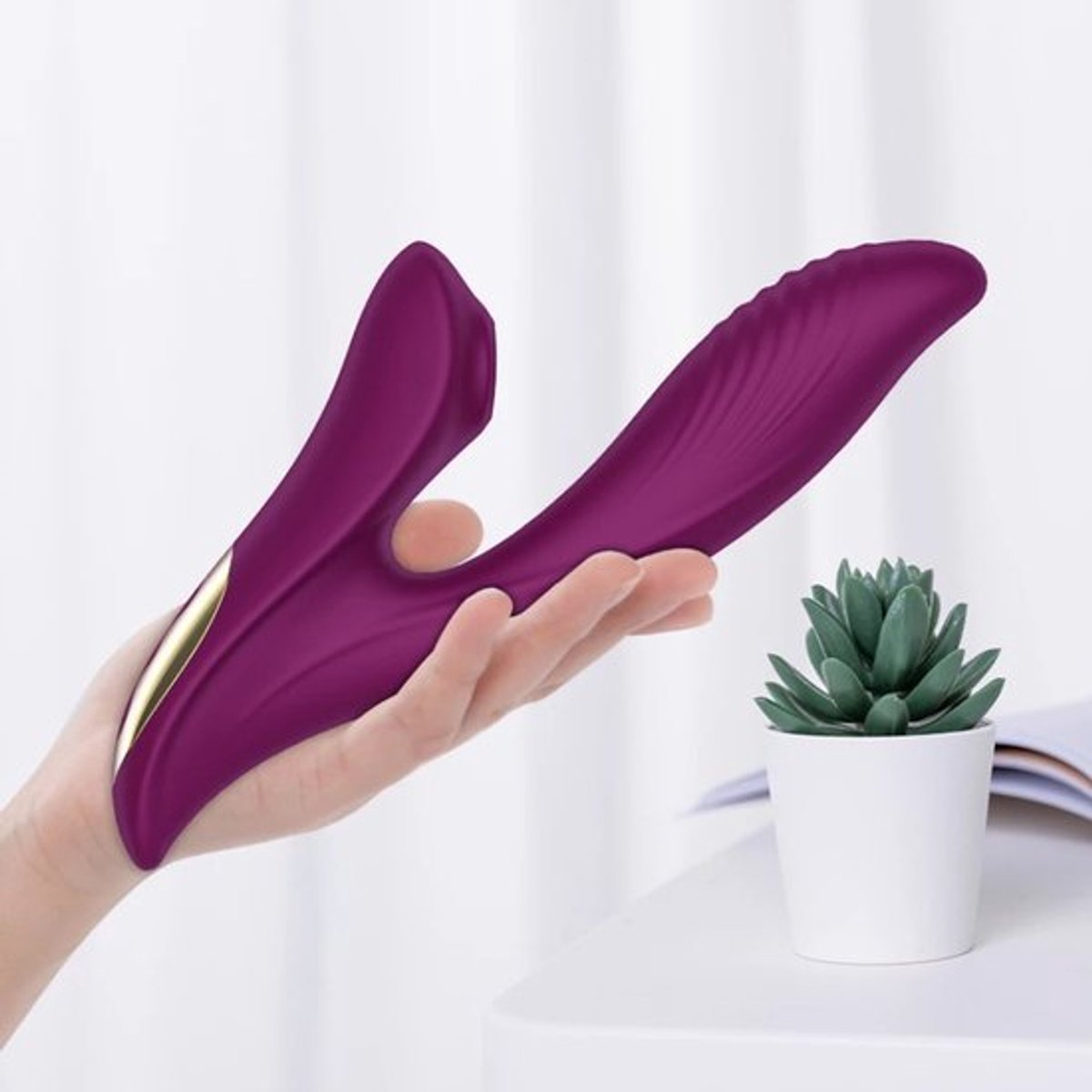 Konijnenzuigvibrator voor stimulatie van de clitoris en de G-spot, seksspeeltje voor volwassenen, vibrerende vingermassager met 3 zuignappen en 10 vibratie- en overalstanden (bètaversie)