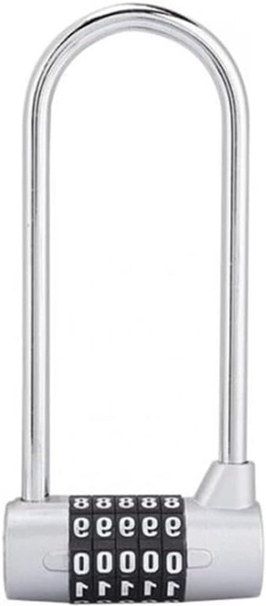 Combinatie hangslot met lange beugel voor sportschoolkluis, veiligheidsslot voor kast - 5-cijferig, verlengd model met code - Sportschool, gereedschapskist.