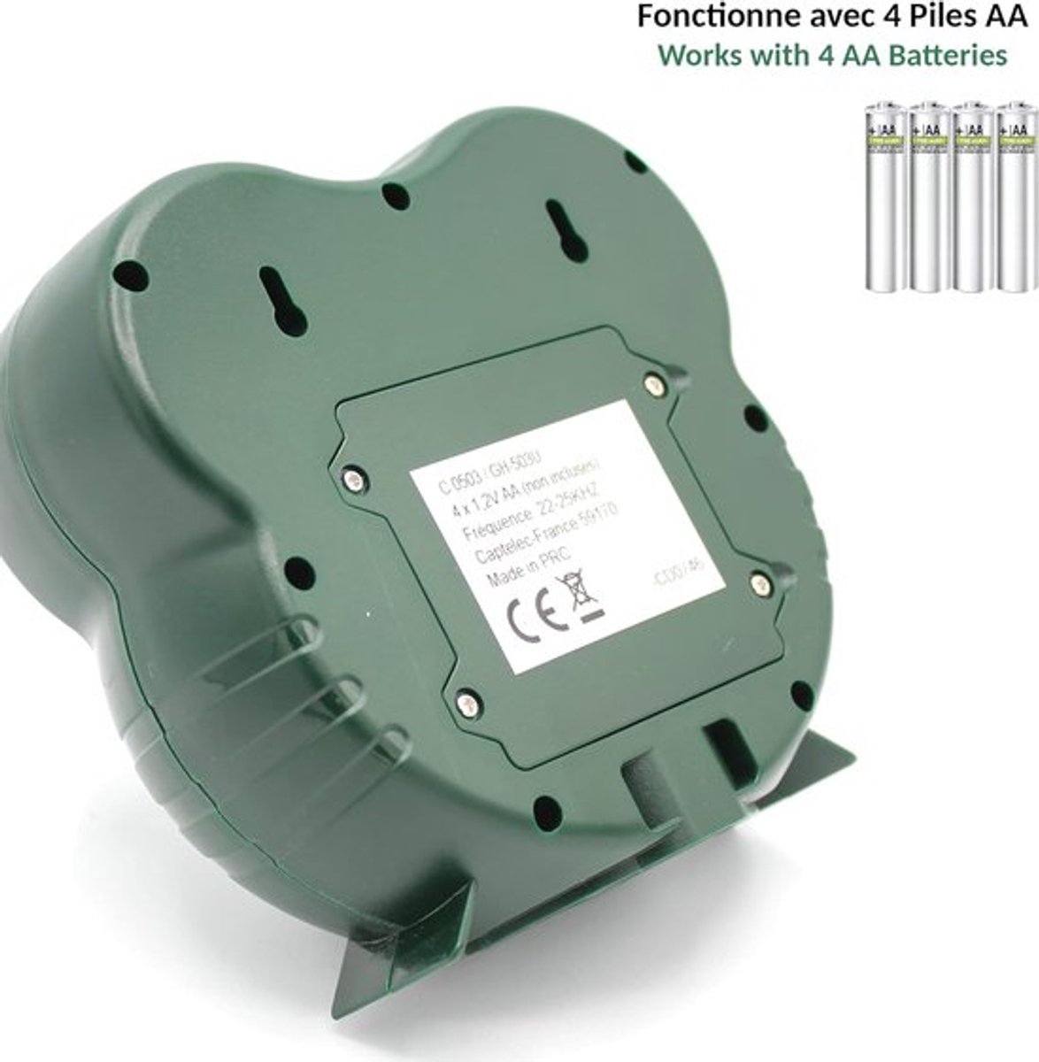 Ongediertebestrijding voor 4 seizoenen - Flash 5 LEDs - Ultra Sonic - Bewegingsmelder - Ongediertebestrijding voor planten - Werkt op
