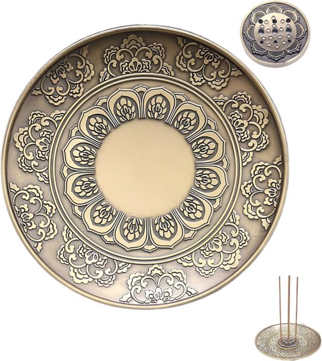 Wierookstokhouder - Lotus-asvanger - Messing-wierookbranderplaat voor Yoga en Theehuis