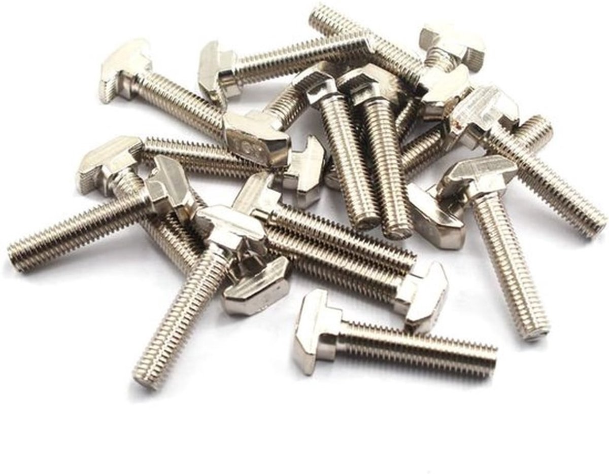 M6x25 T-slotbout koolstofstaal hamerkopbout voor 3030-serie T-slot aluminiumextrusie Europese norm (30 stuks)