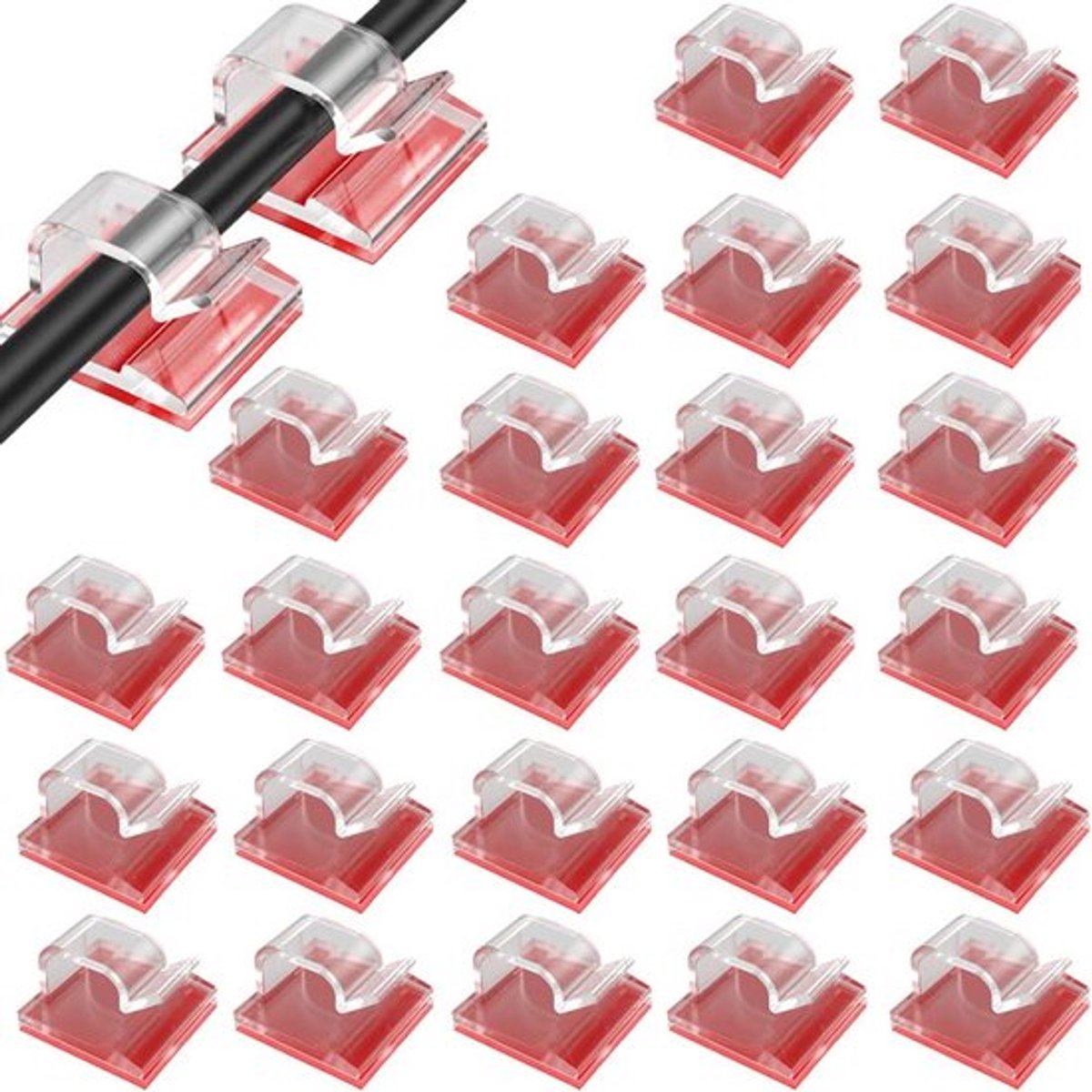 60 stuks outdoor kabelclips met plakband lichtclips decoratieve clips zelfklevende haken draadhouders voor lichtkettingen (transparant)