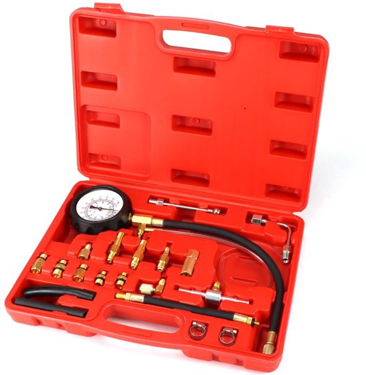 brandstofdruk benzinedruktester, brandstofdrukmeter voor injectiesystemen, 0-140 PSI / 0-10 bar manometer