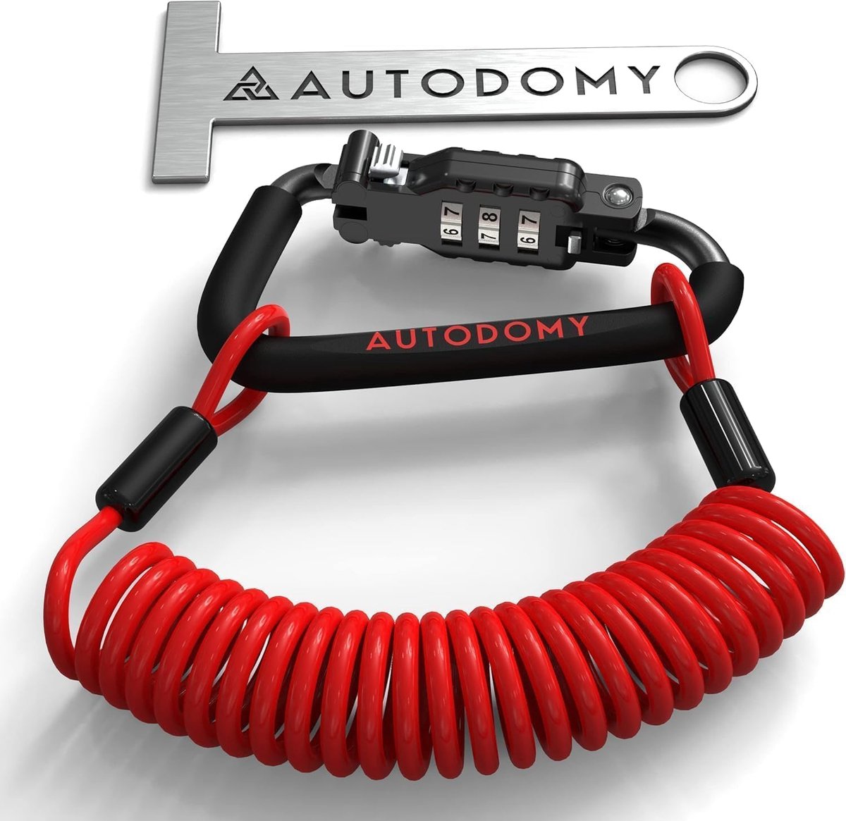 SnelShoppen - Motorhelm Slot met Code 150 cm Flexibel Staal Kabel, Veilige Carabiner, Universele Helm Beveiliging, Anti-Diefstal, Ideaal voor Motorrij