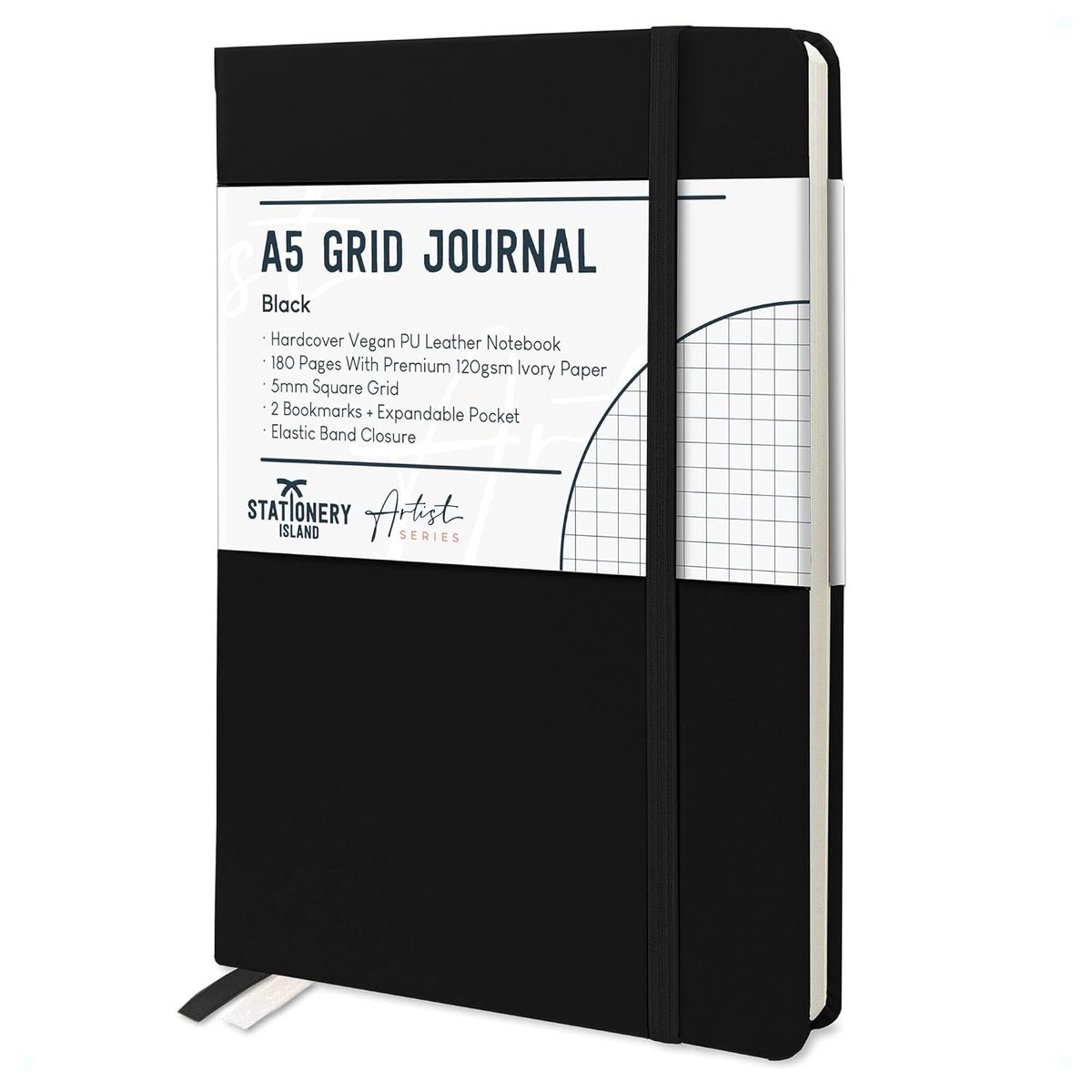 SnelShoppen - A5 vierkant notitieboek - zwart hardcover dagboek - 180 pagina's journal - premium 120gsm papier - binnenzak - hoge kwaliteit notitieboe