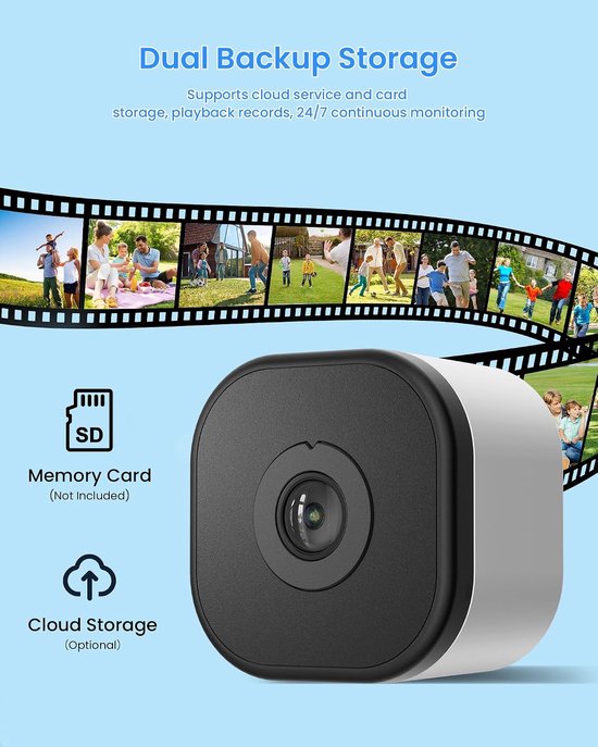 SnelShoppen - 3MP Raamcamera WiFi Bewakingscamera Binnen Buiten - 2,4/5 GHz, Kleurennachtzicht, Bewegingsdetectie, Anti-Reflectie, Cloud/SD Geheugen van Snelshoppen — afbeelding 5