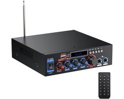 SnelShoppen - Bluetooth Verstärker Hifi Stereo 40W+40W 12V 220V - 2 Kanaals Audio Amplifier met MIC Ingangen voor Karaoke, Geschikt voor Feest, Campin