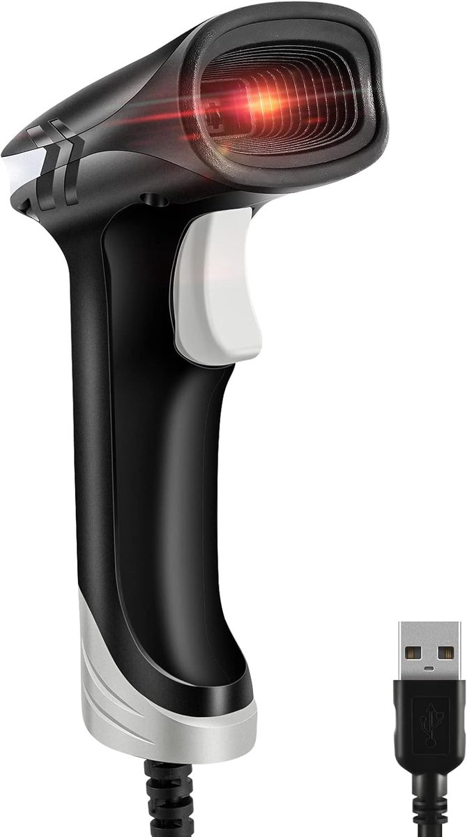 SnelShoppen - Handheld Wired 2D QR Barcode Scanner, Plug and Play USB Barcode Reader met Ergonomisch Ontwerp, Snelle Lezing, 1D 2D Ondersteuning, Gesc