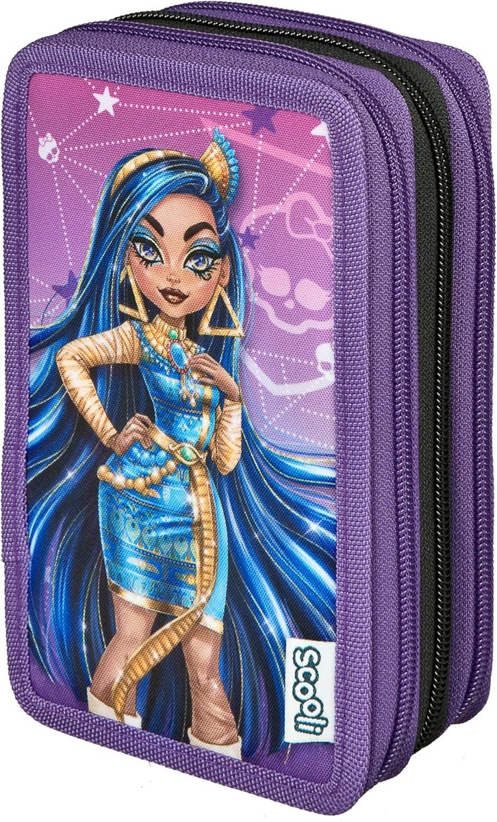 SnelShoppen - Tripledecker Etui Monster High - Gevuld met Kantoormateriaal en Accessoires - Perfect voor School en Vrije Tijd - Voor Kinderen vanaf 6