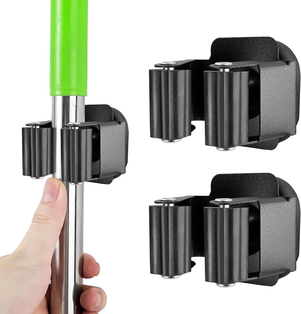 SnelShoppen - Set van 2 Magnetische Broomhouders, Geen Boren Nodig, Magnetische Wandbevestiging voor Bezem, Mop & Tuin Gereedschappen, Ideaal voor Gar