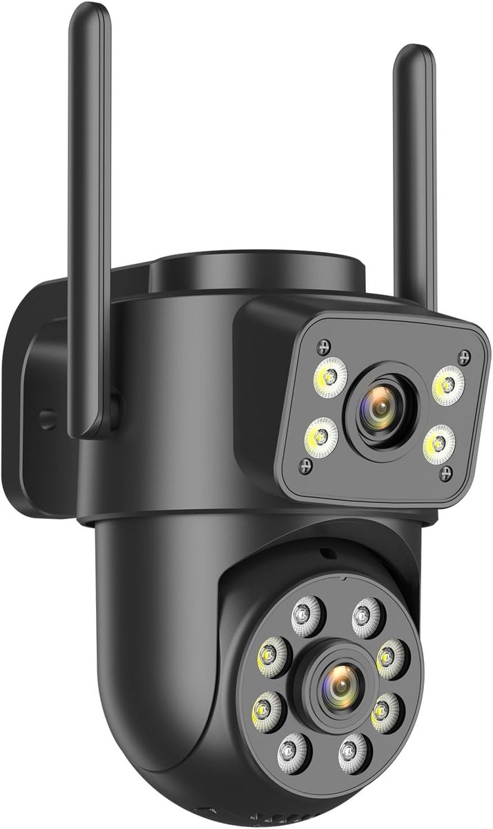 SnelShoppen - 2K Outdoor Beveiligingscamera met Dubbele Lens, 2.4/5Ghz WiFi, PTZ IP Camera, Kleur Nachtzicht, Automatische Tracking, 2-Weg Audio, IP66