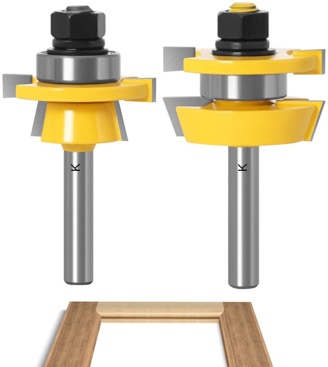 SnelShoppen - 2pcs Groef en Tong Frees, 8mm Shank Houtbewerking Frees, Precisie Snijgereedschap, C3 Tungsten Carbide, Antirecoil Ontwerp, Voor Houtbew