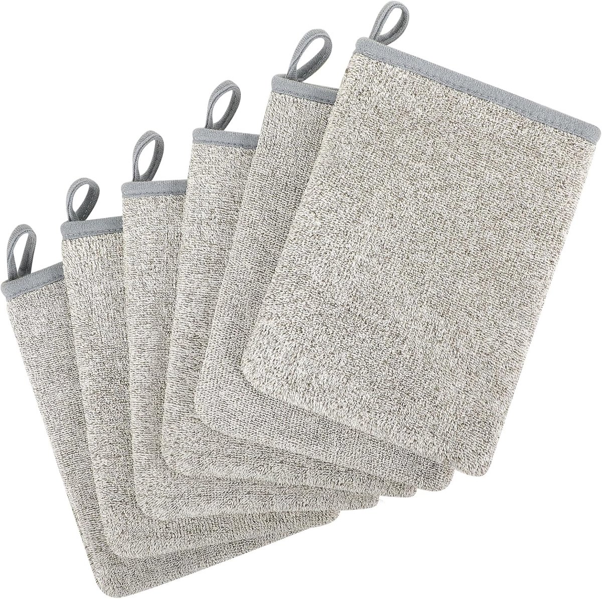 SnelShoppen - Set van 6 Katoenen Washandjes - Zacht en Sterk - 15 x 21 cm - Perfect voor Gevoelige Huid - Waterabsorberend en Exfoliërend - Ideaal voo