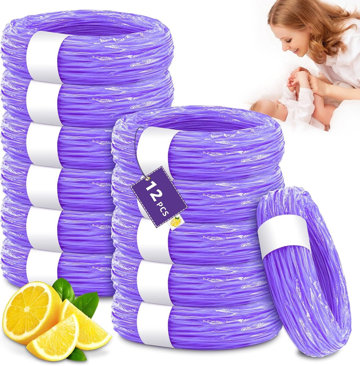SnelShoppen - Nappy Bin Refill Cassettes 12 Stuks - Hoge Barrier Materiaal - Perfecte Afsluiting en Sterkte - Compatibel met Luieremmers en Kattenbakk