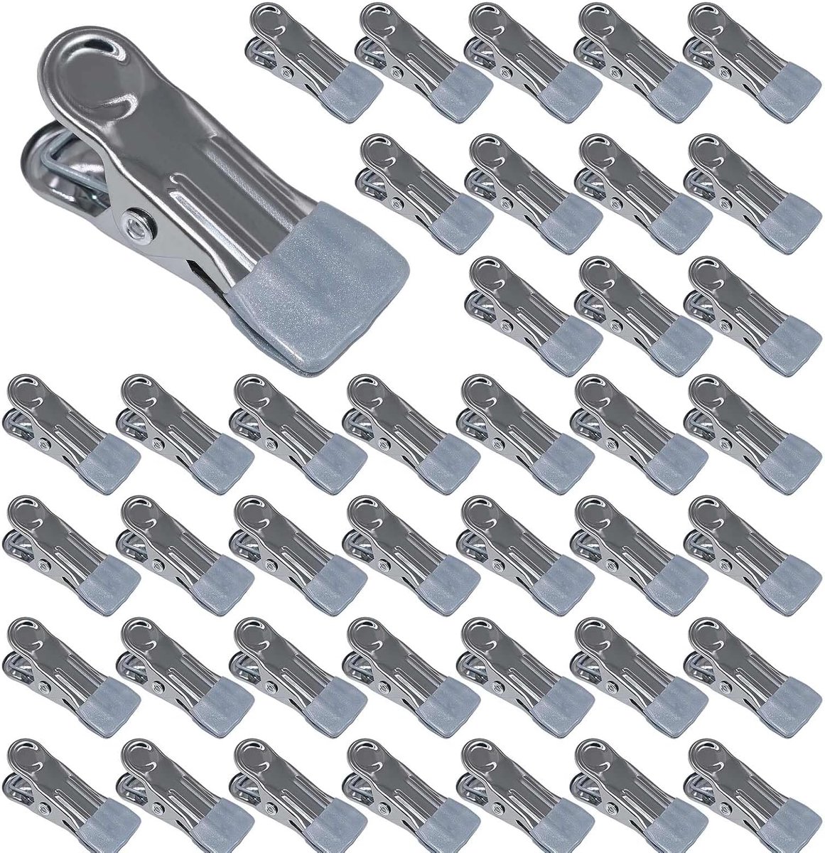 SnelShoppen - 40 Stuks Kledingknijpers, RVS Clips, Metalen Wasknijpers, Robuuste en Duurzame Klemmen voor Kleding, Handdoeken, Sokken, Foto's, Snacks,
