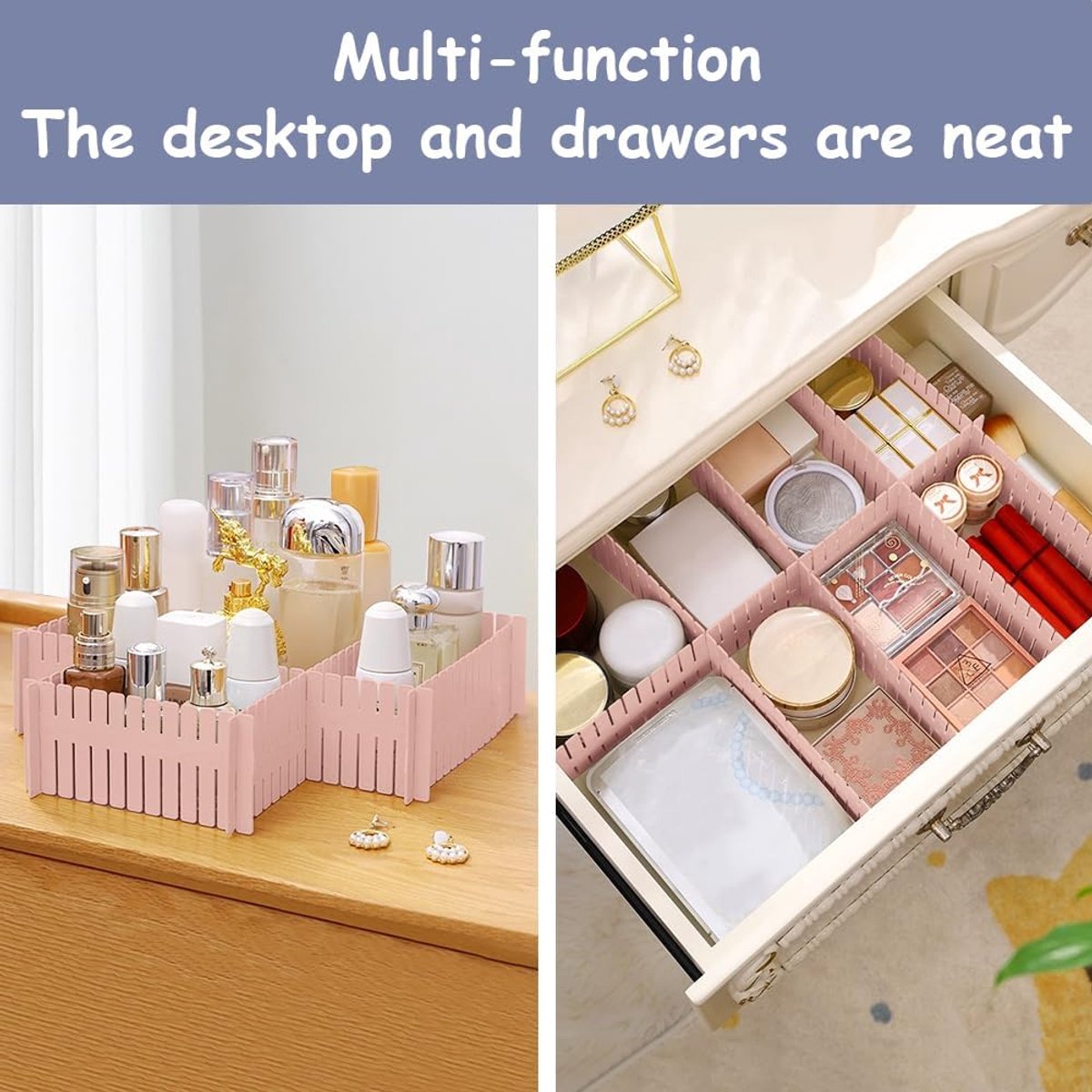 SnelShoppen - 16pcs Verstelbare Lade Scheiders - Plastic Organizer voor Keuken, Dressoir, Make-up, Kantoor - Ideaal voor Bestek, Sokken, Kantoorbenodi