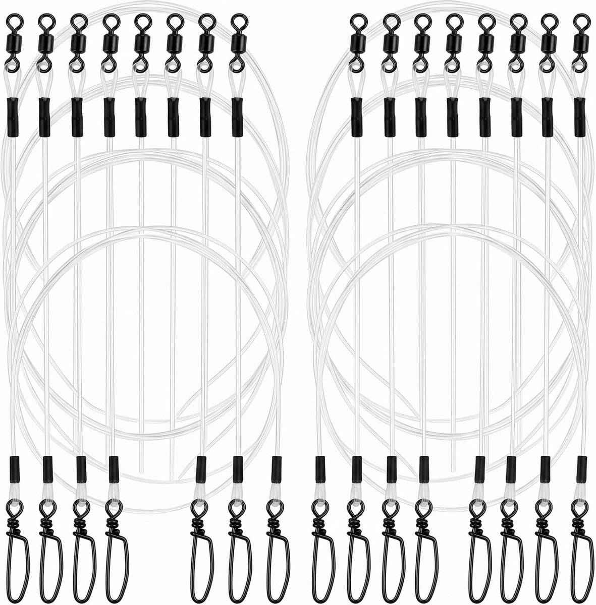 SnelShoppen - 12 stuks kant-en-klare carbon leidingset 12 inch 15 kg, gevlochten anti-bijt vislijn met afgewerkte ogen voor spinvissen en zoetwater ro