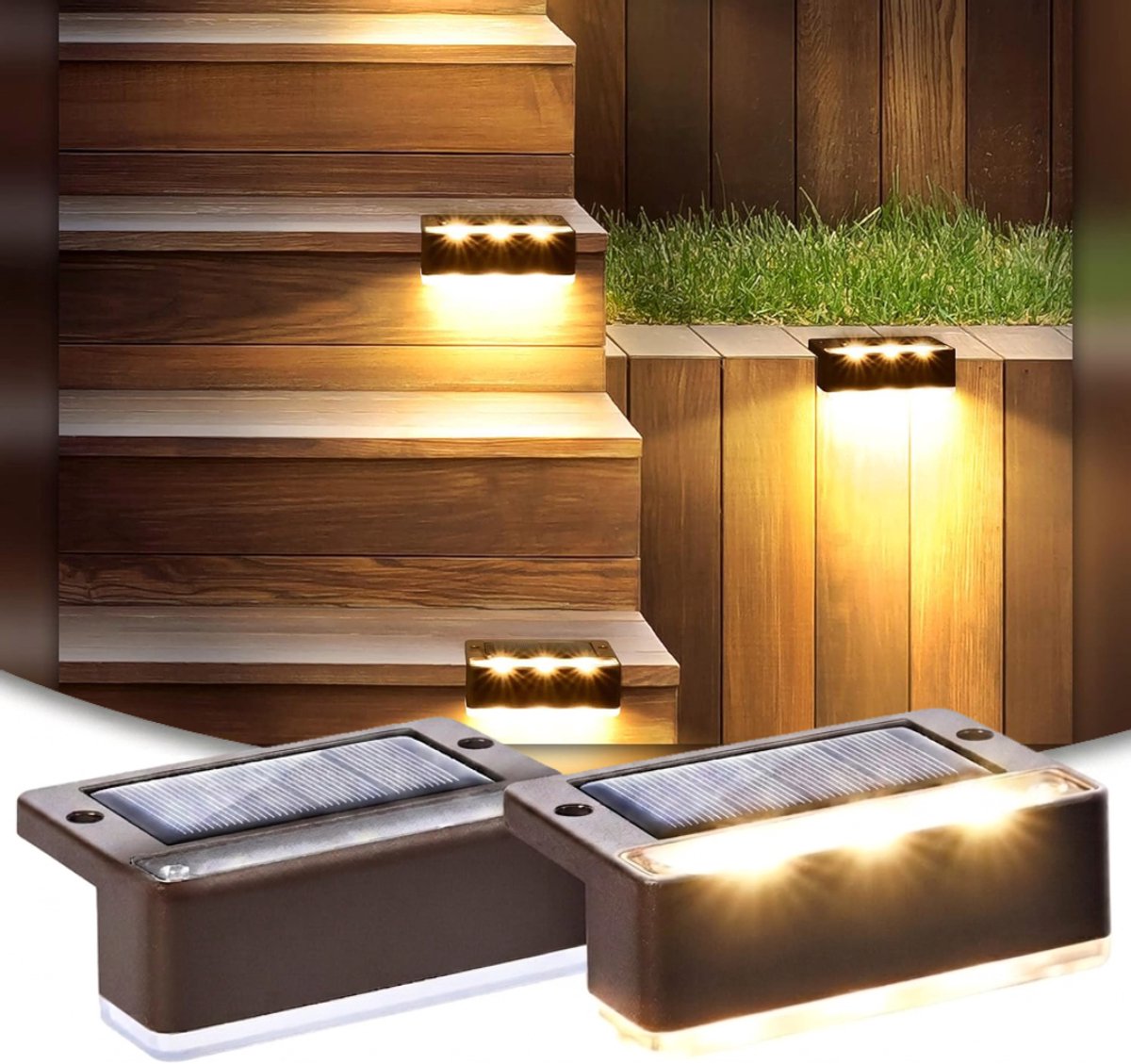 CLGP® Tuinverlichting op Zonne Energie - Solar Buitenlampen - Bruin