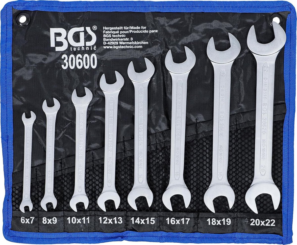 SnelShoppen - Spanner set 6-22 mm - 8-delige Chrome Vanadium Staal Gereedschapset - Inclusief Hexagon en Open End Wrench - Geschikt voor Klussen en On