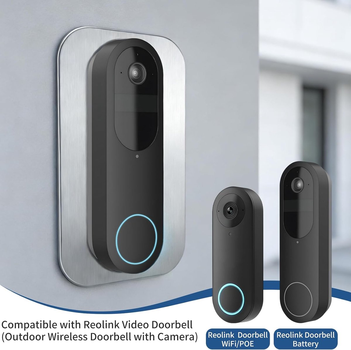 SnelShoppen - RVS Cover Plate voor Deurbel met Camera, Montageplaat voor Reolink Deurbel PoE, WiFi en Batterij, Bescherming voor Oude Gaten en Kabels – foto 6