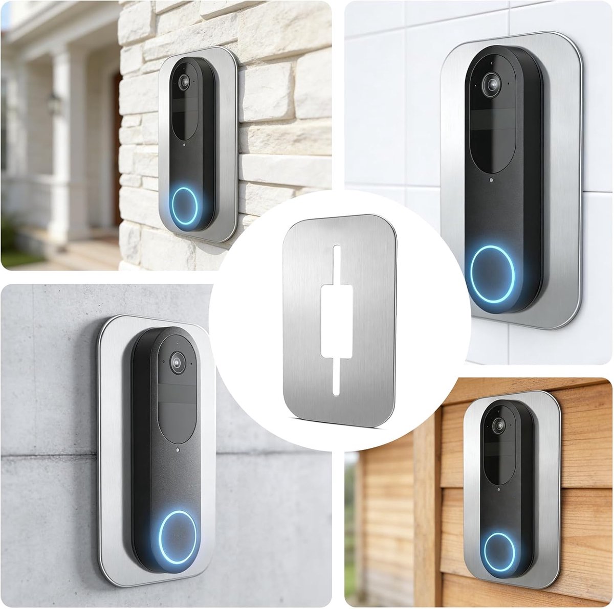 SnelShoppen - RVS Cover Plate voor Deurbel met Camera, Montageplaat voor Reolink Deurbel PoE, WiFi en Batterij, Bescherming voor Oude Gaten en Kabels – foto 4