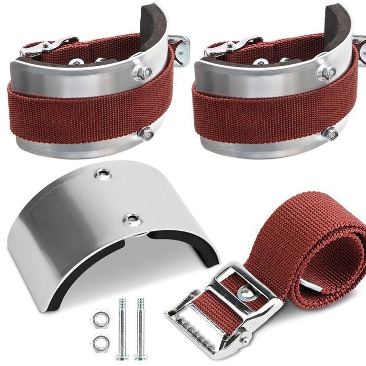 Accessoireset voor stelten (gipsplaatwerk): 2 aluminium beensteunen + 2 verstelbare riemen – vervangingsonderdelen voor bouwstelten en stelten voor optredens