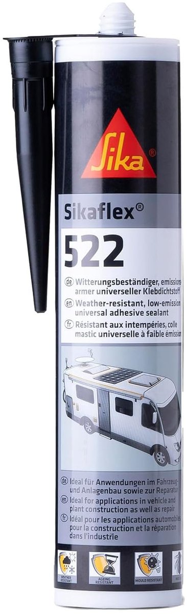 Sika Sikaflex - 522 kit - Zwart - Ideaal voor voegen - voor binnen - en buitengebruik UV - en weerbestendig - goede hechting - 300 ml