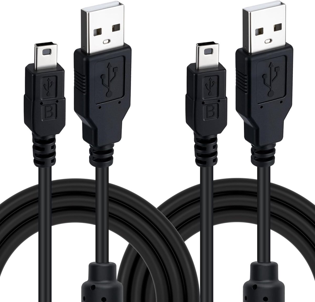 SnelShoppen - Mini USB Kabel 3m USB-A naar Mini USB Oplaadkabel voor PS3 Controller, Externe Harde Schijf, Microfoon, Pack van 2, Flexibel en Duurzaam