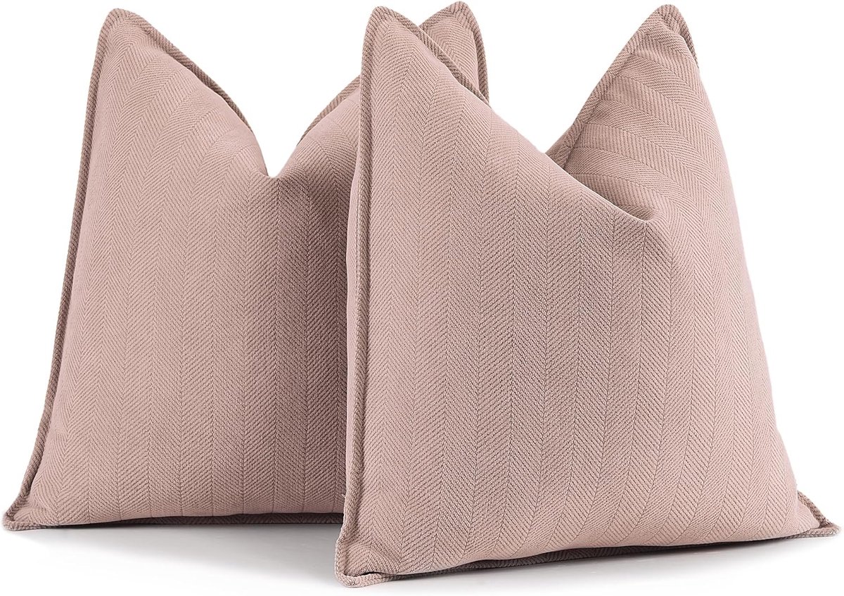 SnelShoppen - Chenille Kussenhoezen Set van 2 45x45 cm - Dusty Pink - Luxe Zachte Decoratieve Kussens voor Bank, Bed en Thuisdecoratie