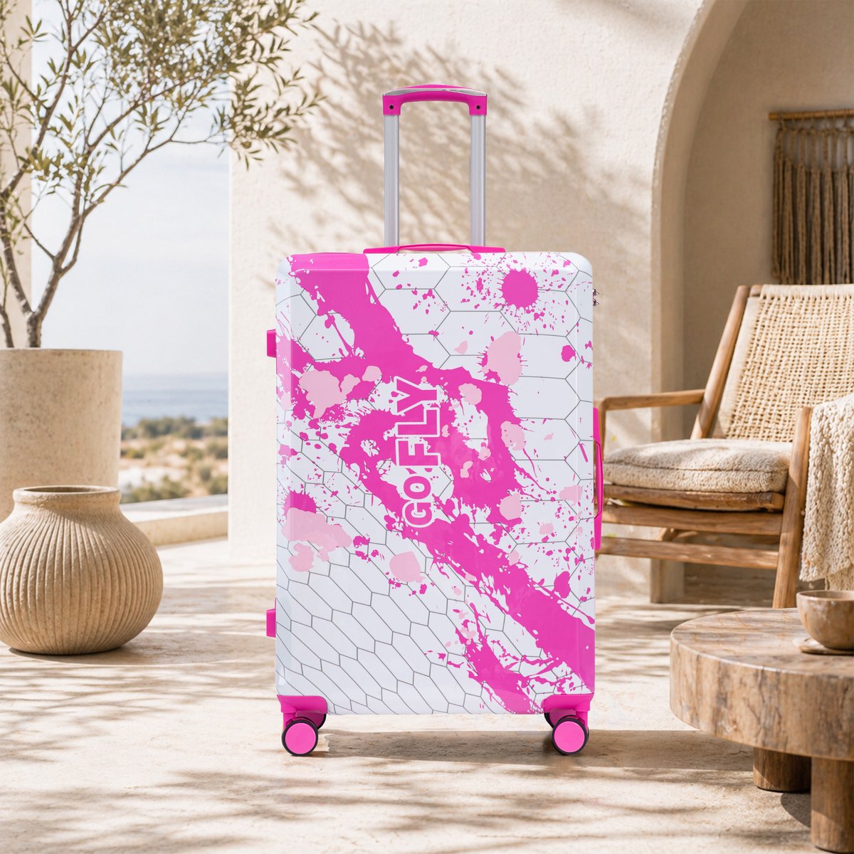 Reiskoffer Ruime Opbergruimte – 77,5 Cm – Polycarbonaat – Roze – Met Cijferslot En 360 Graden Zwenkwielen – Voor Lange Reizen