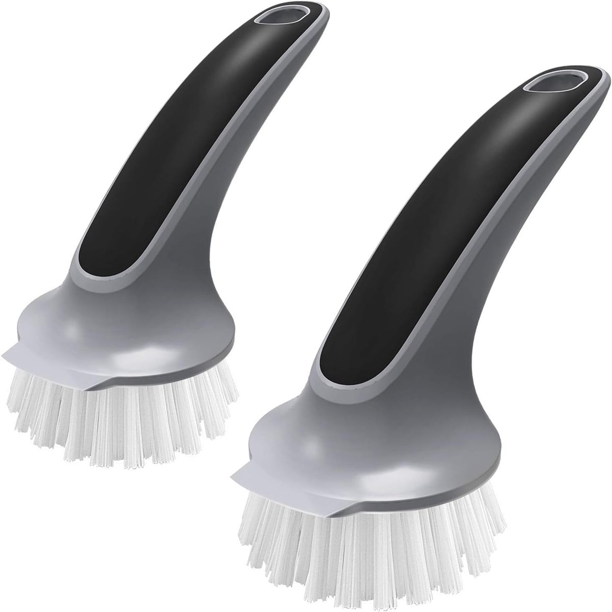 SnelShoppen - Pot en Pan Schoonmaak Borstel - Keuken Afwasborstel - 2 Stuks - Ergonomisch Handvat - Krasvrij Nylon Haren - Voor Pannen, Potten, Borden