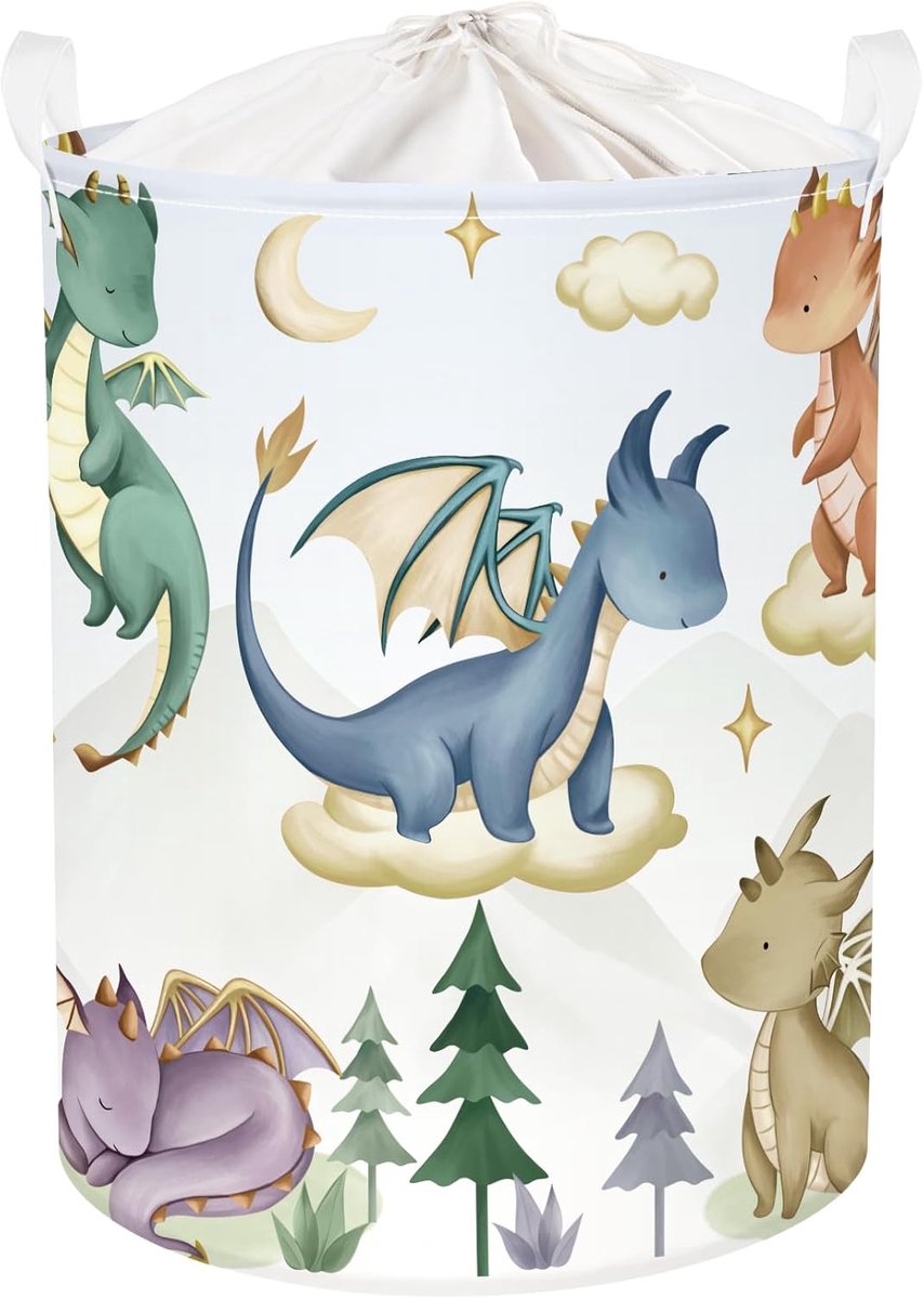 SnelShoppen - Leuke Dinosaurus Opbergmand - 63L Wasmand voor Kinderspeelgoed - Grote Draak Speelgoeddoos voor Badkamer en Douche - Duurzame Opbergoplo