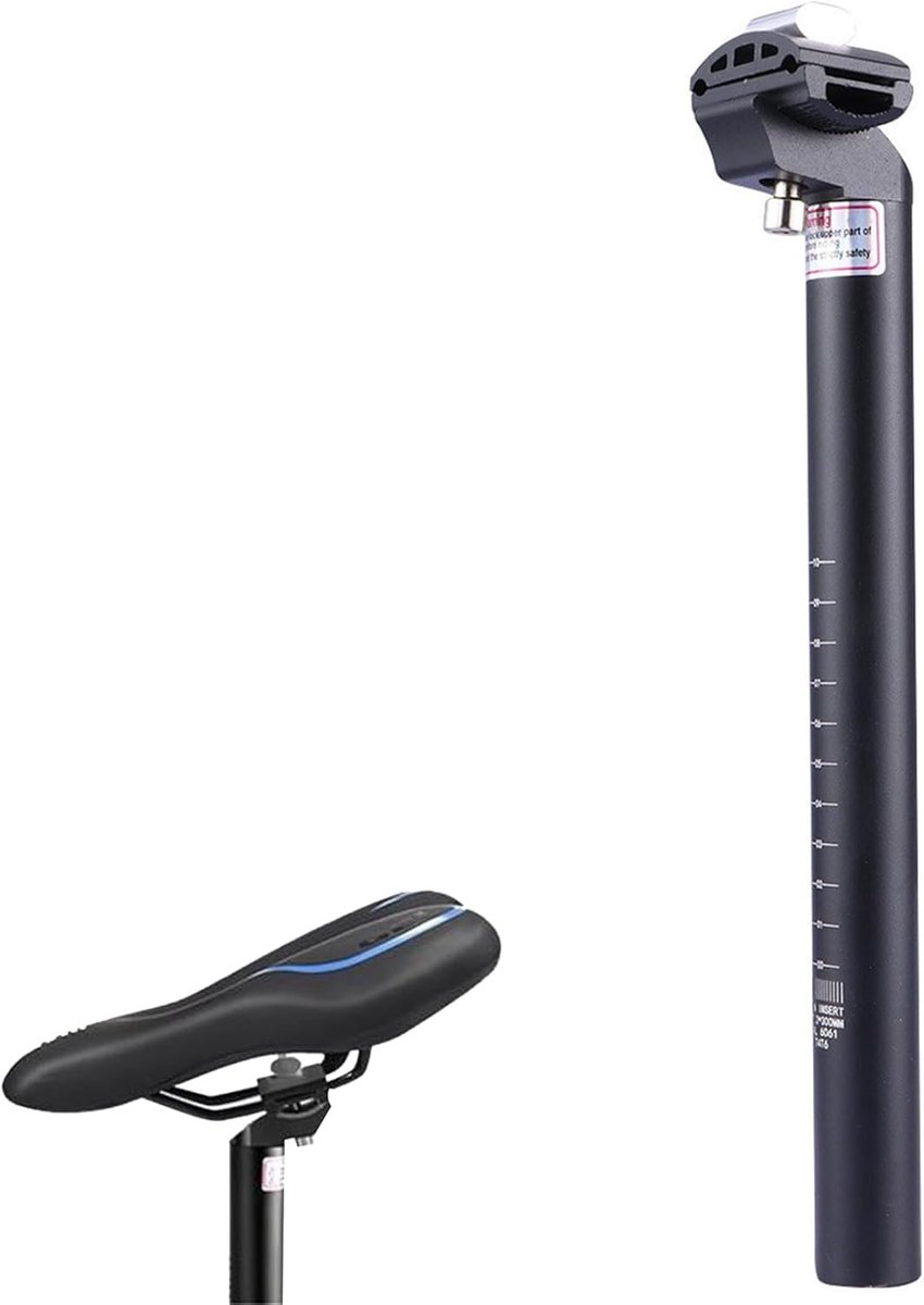 SnelShoppen - Aluminium Fietszadelpen 27.2 mm 30 cm Verstelbare Zadelpen voor Mountainbike en Racefiets - Zwart