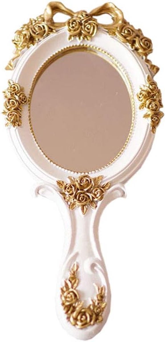 SnelShoppen - Vintage Handspiegel, Compact Roze Gouden Make-up Spiegel, Handheld Reis Spiegel, Perfect Cadeau voor Moeder, Vrouw, Vriendin