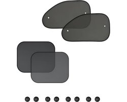 4 Stuks Zonnescherm Auto Zwart - Zijraam Zonnescherm met Zuignappen - UV-Bescherming & Warmtewering voor Achter- en Zijruiten - Geschikt voor Baby, Kinderen & Honden - Eenvoudig te Installeren & Verwijderbaar - Perfect voor Autoreizen & Zomerse Hitte