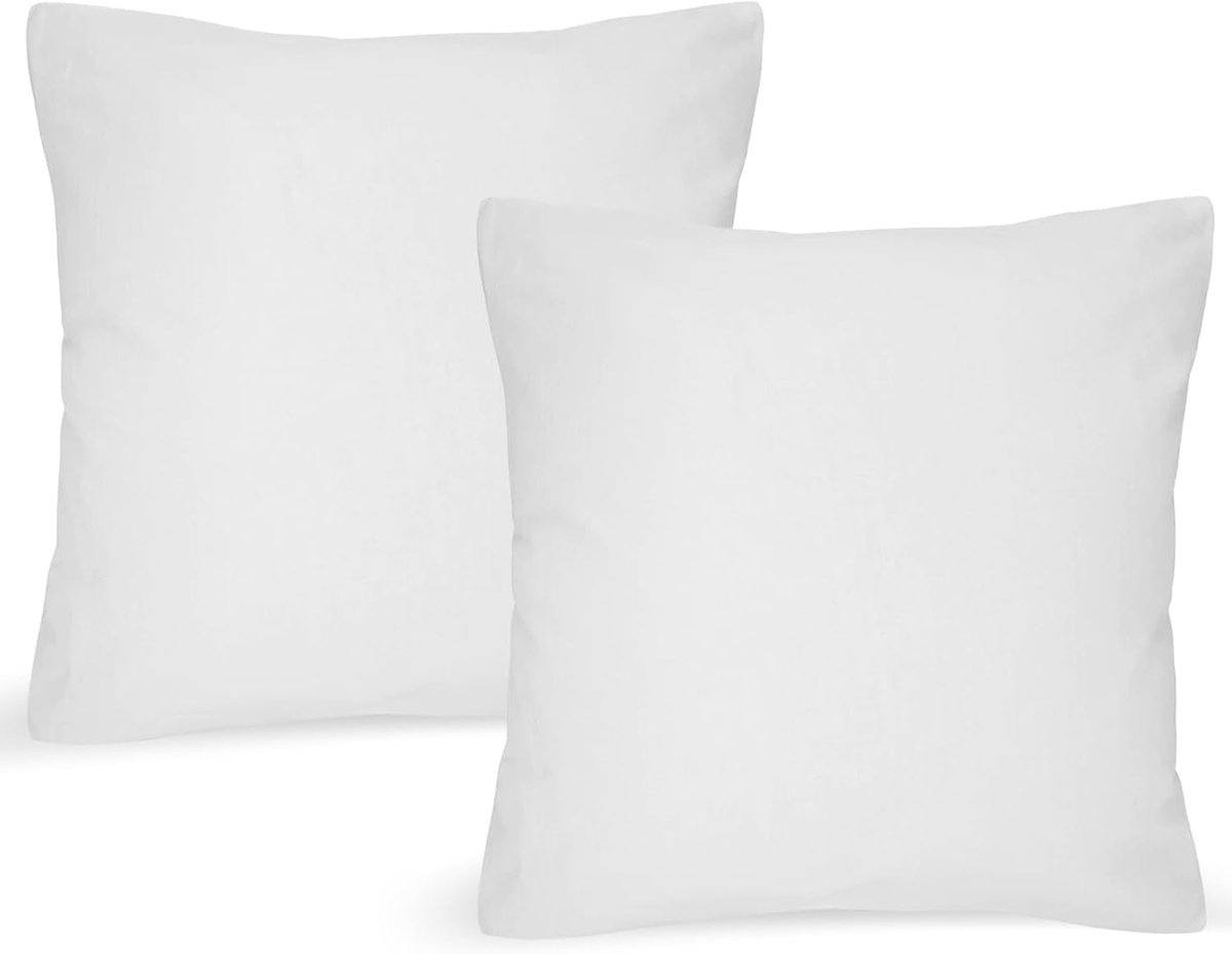 Thijox - Set van 2 Kussenslopen 65x65 cm - 100% Geborstelde Microvezel - Effen Wit - Zacht, Kreukvrij en Vlekbestendig met Verborgen Rits - Ideaal voo