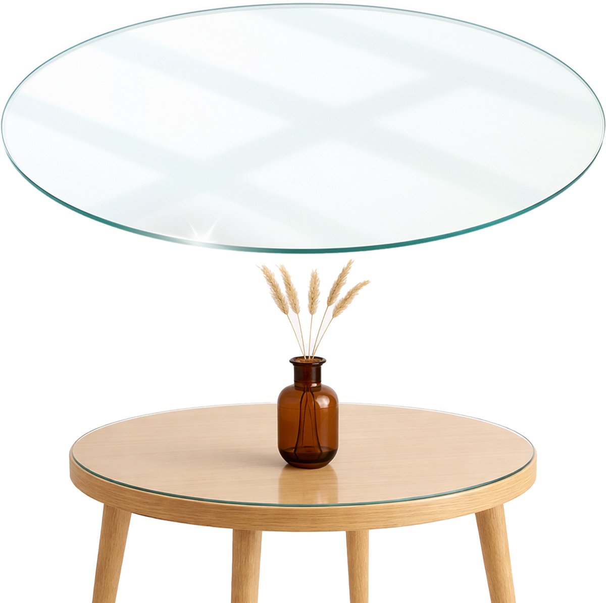 ArtPrintCave Transparant Glazen Tafelblad - 80 cm - Tafelblad Rond - Ronde Keukentafel - Keukentafel - Glasplaat